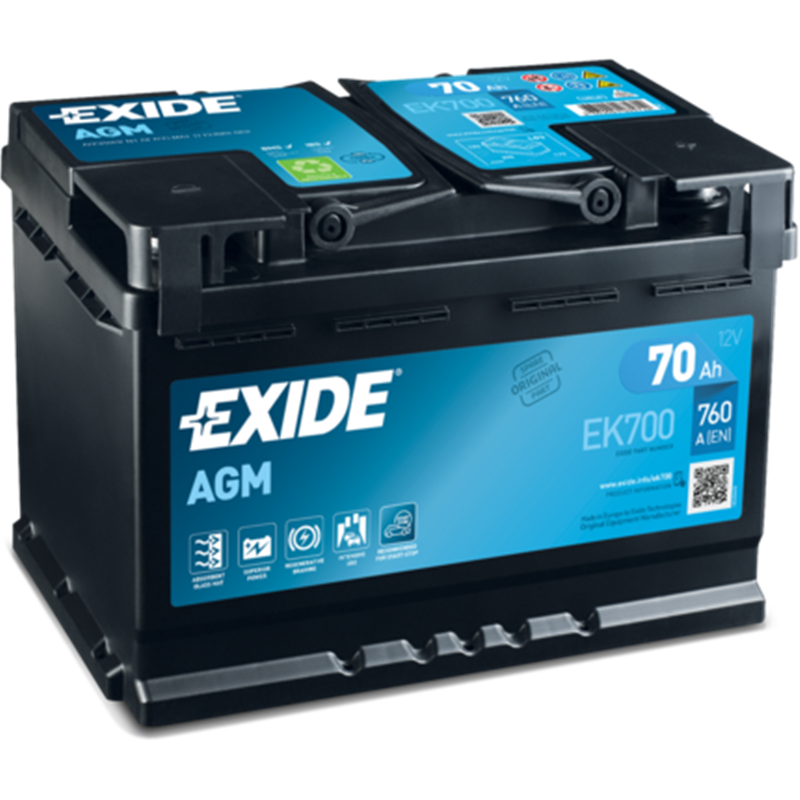 EXIDE AGM 70Ah AutobatériaStart-Stop 12V , 760A , EK700